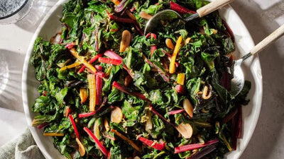 Garlicky Rainbow Chard and Mushrooms