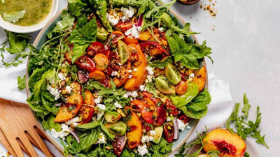 Grilled Peach and Wild Greens Salad