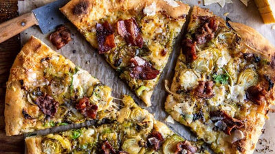 Shaved Brussels Sprouts and Bacon Pizza