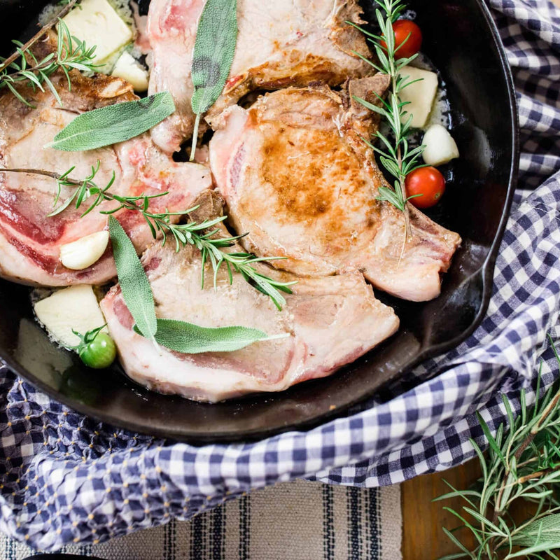 Garlic Butter Skillet Pork Chops and Veggie Meal